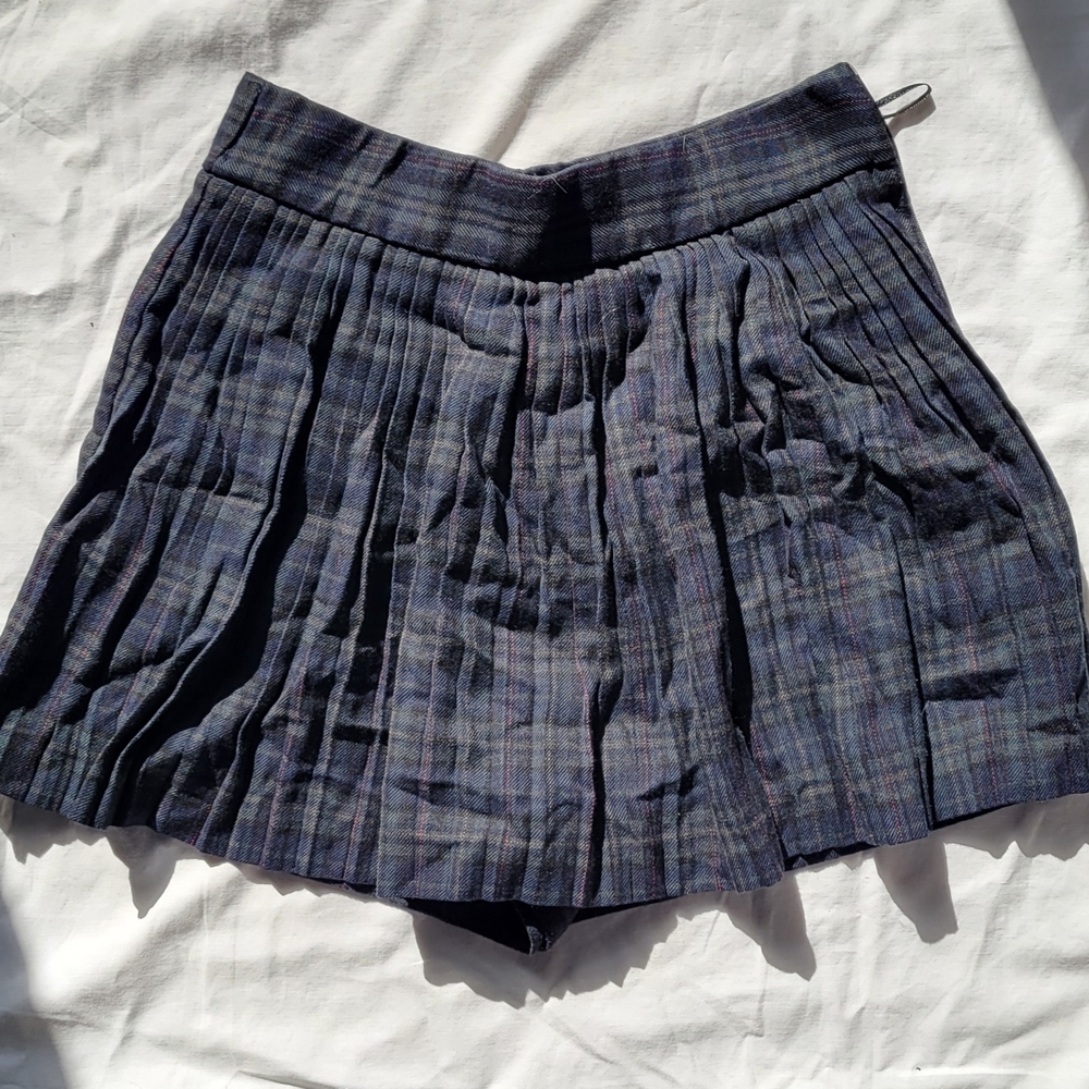 Zara Blue Plaid Pleated Skort